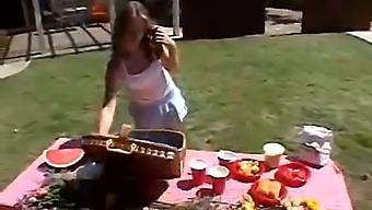 Teenage Girl Little April Pleasures Herself In A Solo Scene By The Pool
